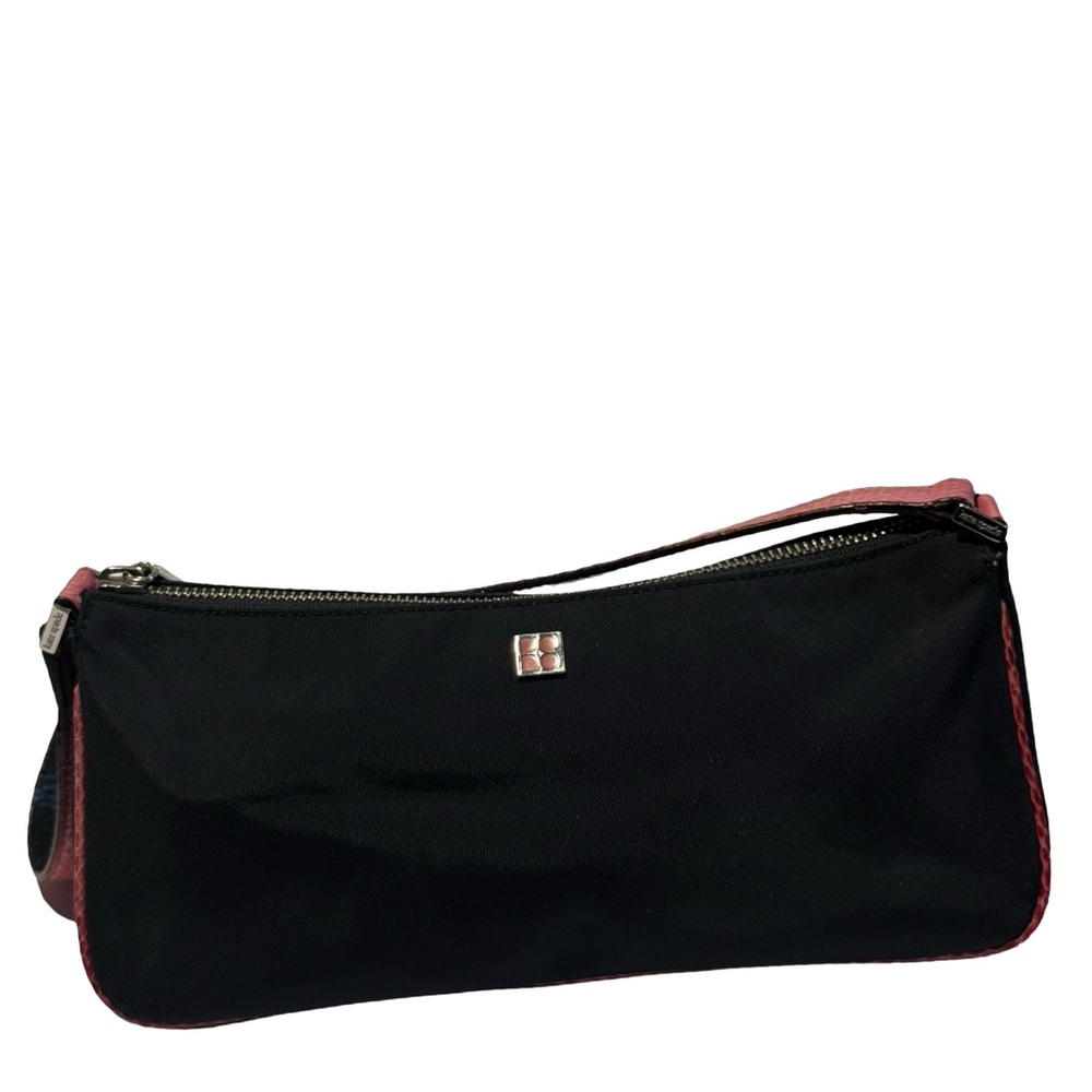 Kate Spade Mini Purse Nylon Black Pink Trim Satchel Polka Dot Interior